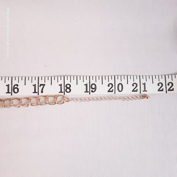 Statement Choker Necklace Gold Tone Double Chain Links Multi Size Pearly Beads - Picture 7 of 12